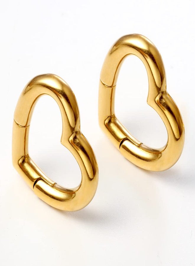 Earblity 2PCS Gold Peach Heart Ear Weights Piercing Ear Tunnels For Stretched Ears Lobe 316 Stainless Steel Ear Gauges Body Jewelry Stretchers 6mm (2g) - Image 5